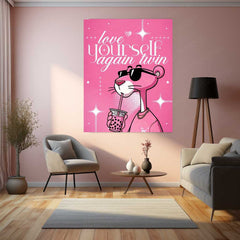 Pink Panther – “Love Yourself Again, Twin” Metal Poster | Retro Cool x Self-Love Wall Art
