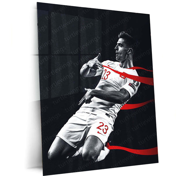 Piotr Zieliński Poland Metal Frame – No. 23 Monochrome Celebration Art | Polish Football Wall Poster - TURTLEWINGS 