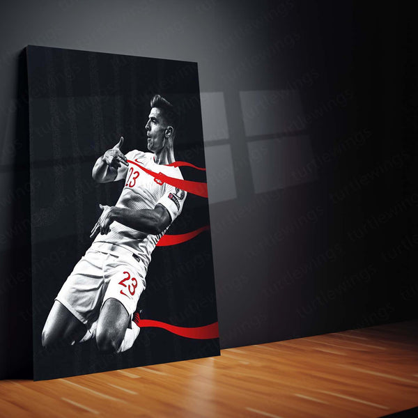 Piotr Zieliński Poland Metal Frame – No. 23 Monochrome Celebration Art | Polish Football Wall Poster - TURTLEWINGS 