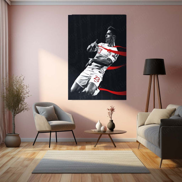 Piotr Zieliński Poland Metal Frame – No. 23 Monochrome Celebration Art | Polish Football Wall Poster - TURTLEWINGS 