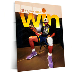Quote Metal Poster | Stephen Curry – Play to Win Metal Frame Champion Mindset & Dynasty Mentality Quote Wall Art | Elite Basketball Motivation Metal Poster
