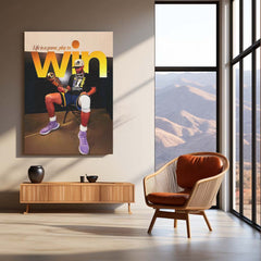 Quote Metal Poster | Stephen Curry – Play to Win Metal Frame Champion Mindset & Dynasty Mentality Quote Wall Art | Elite Basketball Motivation Metal Poster