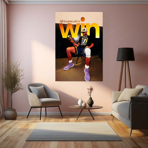 Quote Metal Poster | Stephen Curry – Play to Win Metal Frame Champion Mindset & Dynasty Mentality Quote Wall Art | Elite Basketball Motivation Metal Poster