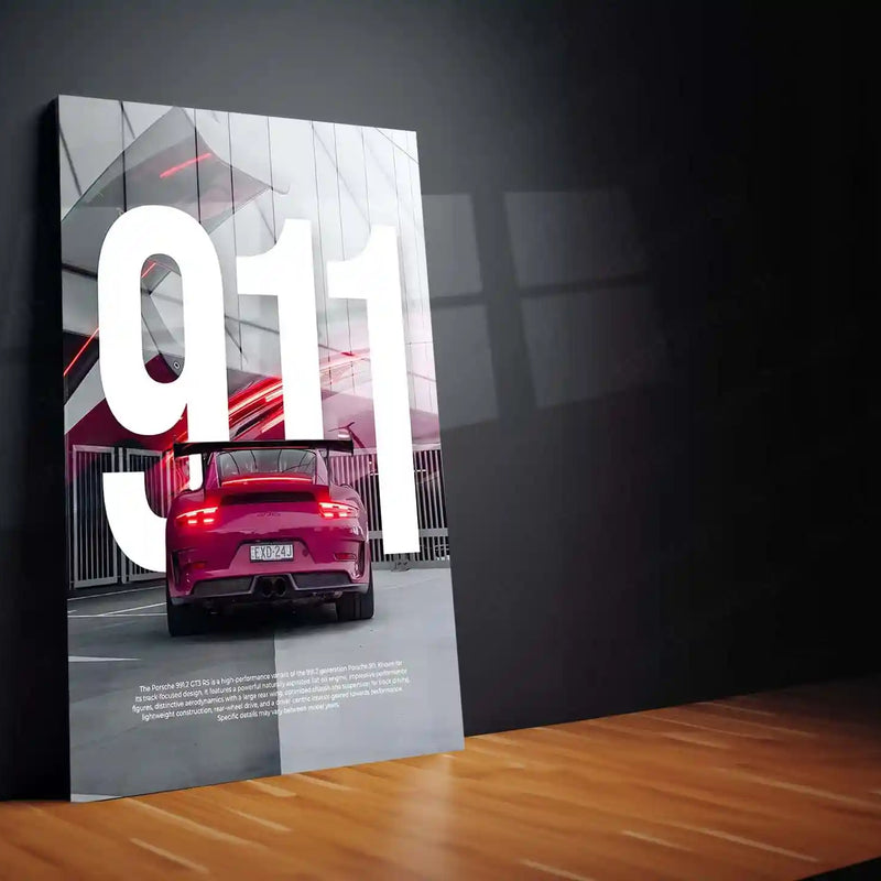 Car Metal Poster | Porsche 911 GT3 RS – Track Edition | Supercar Metal Frame | Minimal Motorsport Wall Art