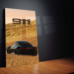 Porsche 911 Vision Metal Poster | Minimalist Porsche 911 Wall Art