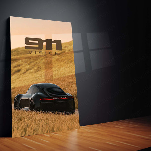 Porsche 911 Vision Metal Poster | Minimalist Porsche 911 Wall Art