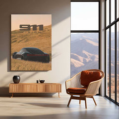 Porsche 911 Vision Metal Poster | Minimalist Porsche 911 Wall Art