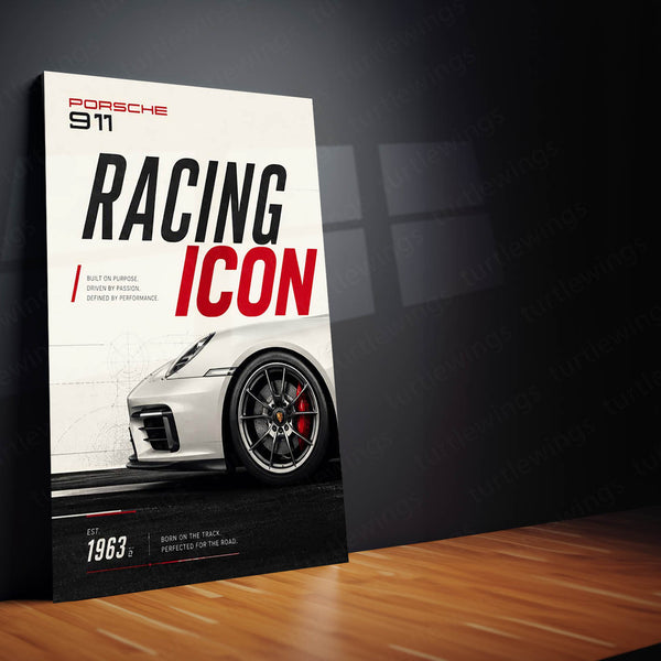 Car Metal Poster Set of 3 | Porsche 911 Racing Icon Triptych Wall Art