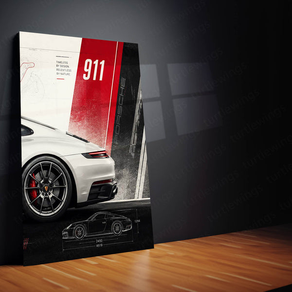 Car Metal Poster Set of 3 | Porsche 911 Racing Icon Triptych Wall Art