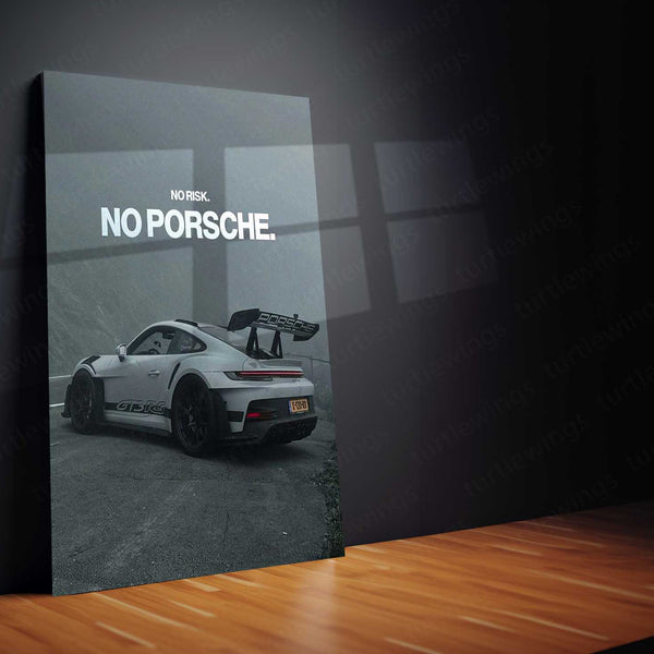 Porsche GT3 RS – “No Risk. No Porsche.” Metal Poster | Supercar Mindset Wall Art