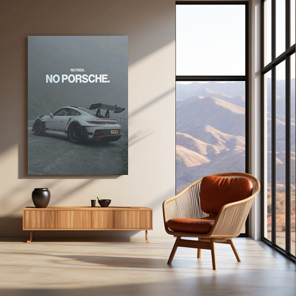 Porsche GT3 RS – “No Risk. No Porsche.” Metal Poster | Supercar Mindset Wall Art