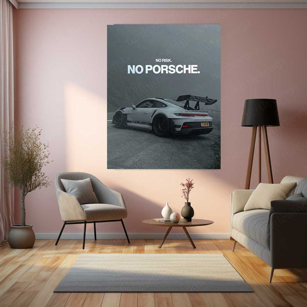 Porsche GT3 RS – “No Risk. No Porsche.” Metal Poster | Supercar Mindset Wall Art