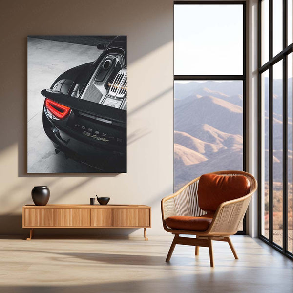 Porsche 918 Spyder – Hybrid Hypercar Rear Engine Neon LED Metal Poster | Luxury Supercar Wall Frame