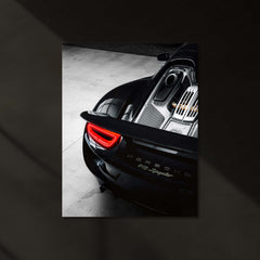 Porsche 918 Spyder – Hybrid Hypercar Rear Engine Neon LED Metal Poster | Luxury Supercar Wall Frame