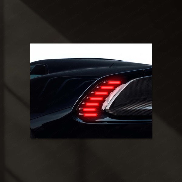 Porsche 918 Spyder Rear Light – Hypercar Detail Edition Neon LED Metal Poster | Porsche Collector Wall Frame