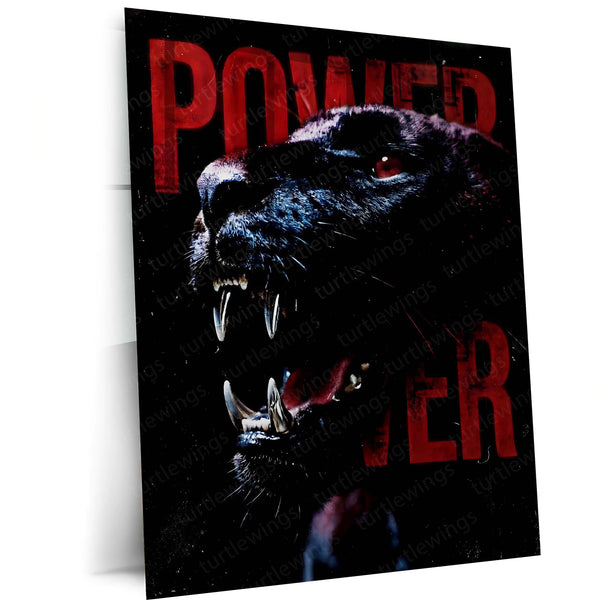 Quote Metal Poster | Power Is Earned Metal Frame Ruthless Strength & Dominance Mindset Quote Wall Art | Dark Alpha Motivation Metal Poster