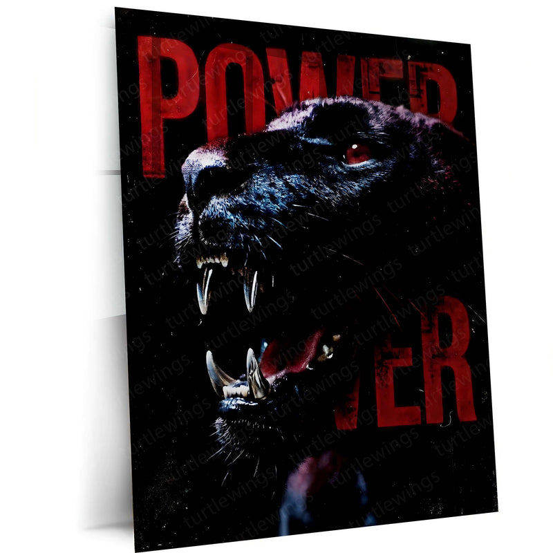 Quote Metal Poster | Power Is Earned Metal Frame Ruthless Strength & Dominance Mindset Quote Wall Art | Dark Alpha Motivation Metal Poster