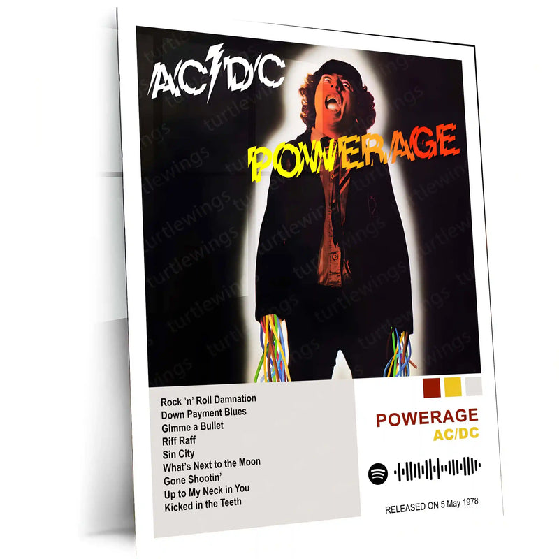 AC/DC Complete Album Collection | Set of 10 | Set of 8 | Set of 4 | Metal Frame Posters High Voltage. Pure Rock Energy. Legendary Wall Statement. - TURTLEWINGS 