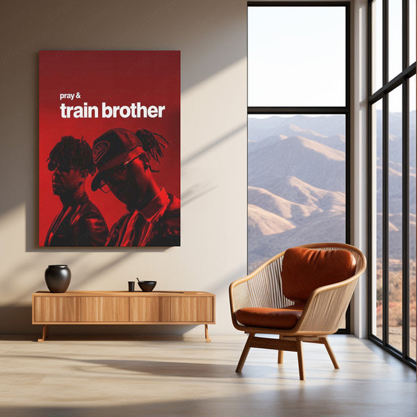 Pray & Train – Brotherhood Hustle Metal Poster | Faith x Fitness Wall Art | Premium Aluminum Print