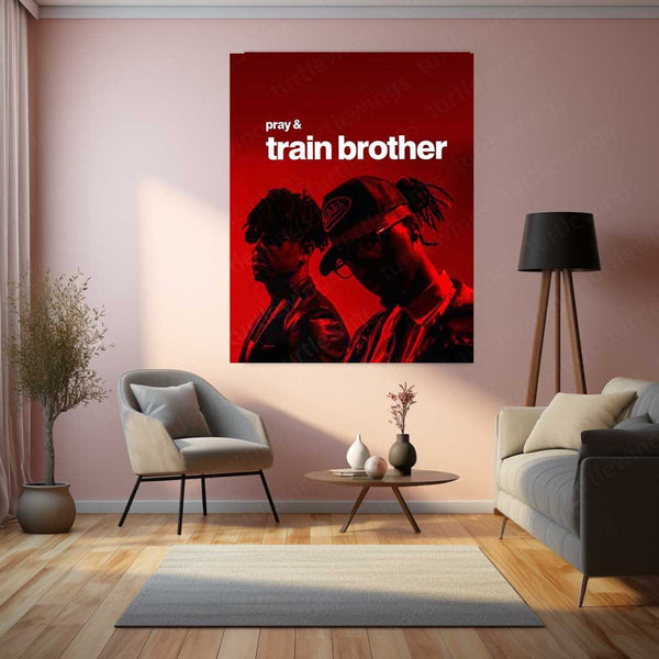 Pray & Train – Brotherhood Hustle Metal Poster | Faith x Fitness Wall Art | Premium Aluminum Print