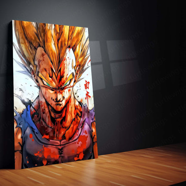 Pride Before Destruction – Majin Vegeta Metal Poster | Dragon Ball Z Wall Frame