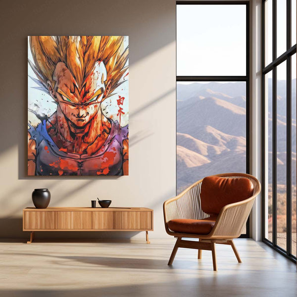 Pride Before Destruction – Majin Vegeta Metal Poster | Dragon Ball Z Wall Frame