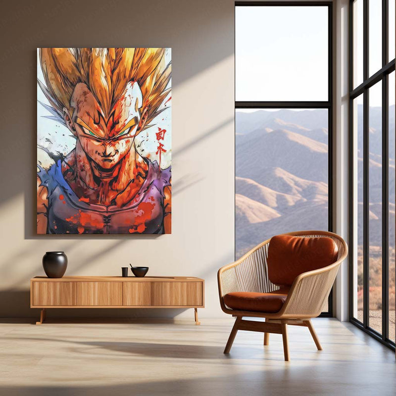 Pride Before Destruction – Majin Vegeta Metal Poster | Dragon Ball Z Wall Frame