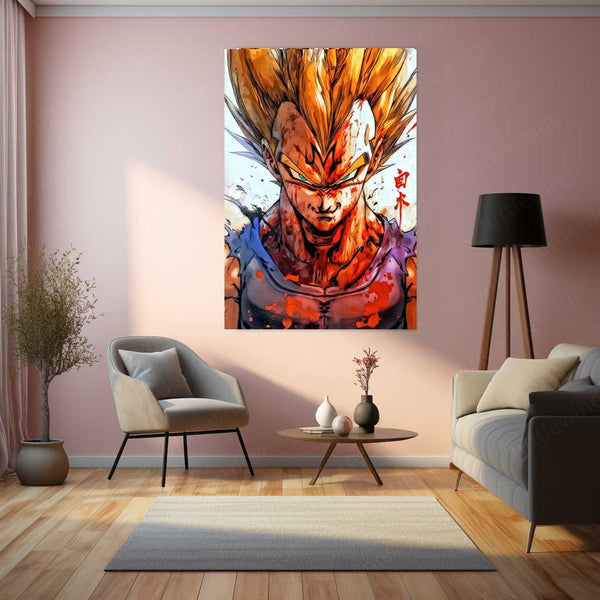 Pride Before Destruction – Majin Vegeta Metal Poster | Dragon Ball Z Wall Frame