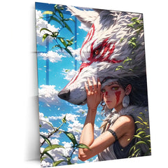 Anime Metal Poster | Princess Mononoke – Spirit of the Forest | Mythic Anime Metal Frame Nature, Identity & Warrior Soul Wall Art | Studio Ghibli–Inspired Metal Poster - TURTLEWINGS 