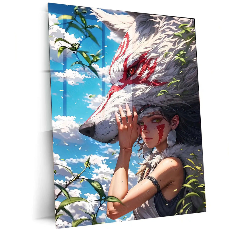 Anime Metal Poster | Princess Mononoke – Spirit of the Forest | Mythic Anime Metal Frame Nature, Identity & Warrior Soul Wall Art | Studio Ghibli–Inspired Metal Poster - TURTLEWINGS 