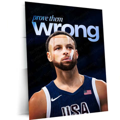 Quote Metal Poster | Stephen Curry – Prove Them Wrong Metal Frame Underdog Mentality & Championship Grit Quote Wall Art | Elite Basketball Motivation Metal Poster