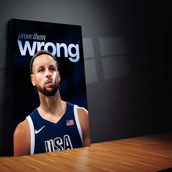 Quote Metal Poster | Stephen Curry – Prove Them Wrong Metal Frame Underdog Mentality & Championship Grit Quote Wall Art | Elite Basketball Motivation Metal Poster