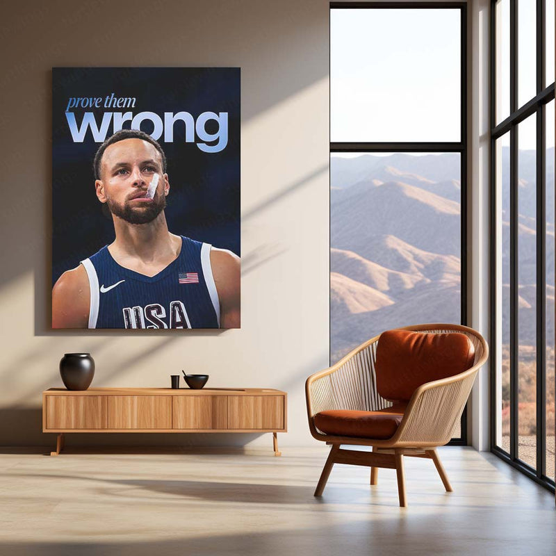 Quote Metal Poster | Stephen Curry – Prove Them Wrong Metal Frame Underdog Mentality & Championship Grit Quote Wall Art | Elite Basketball Motivation Metal Poster