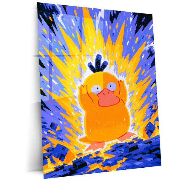 Psyduck Psychic Power Burst Metal Poster | Pokémon Psyduck Funny Anime Wall Art | Colorful Premium Metal Print – main product