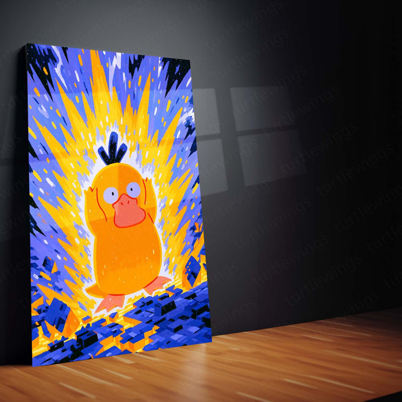 Psyduck Psychic Power Burst Metal Poster | Pokémon Psyduck Funny Anime Wall Art | Colorful Premium Metal Print – product