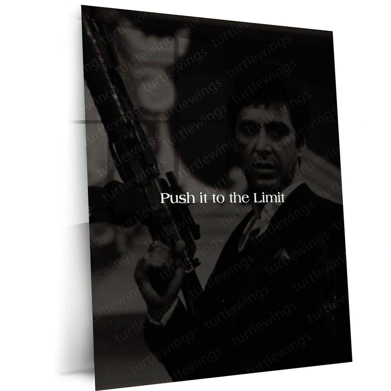 Quote Metal Poster | Push It to the Limit Motivational Metal Poster | Ambition, Hustle & Success Mindset Wall Art | Dark