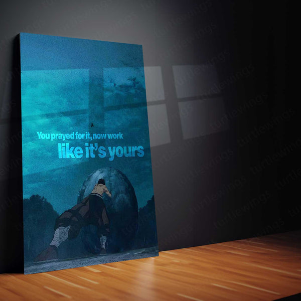 Pushing Giant Boulder – “You Prayed For It.” Metal Poster | Faith x Effort Motivational Wall Art