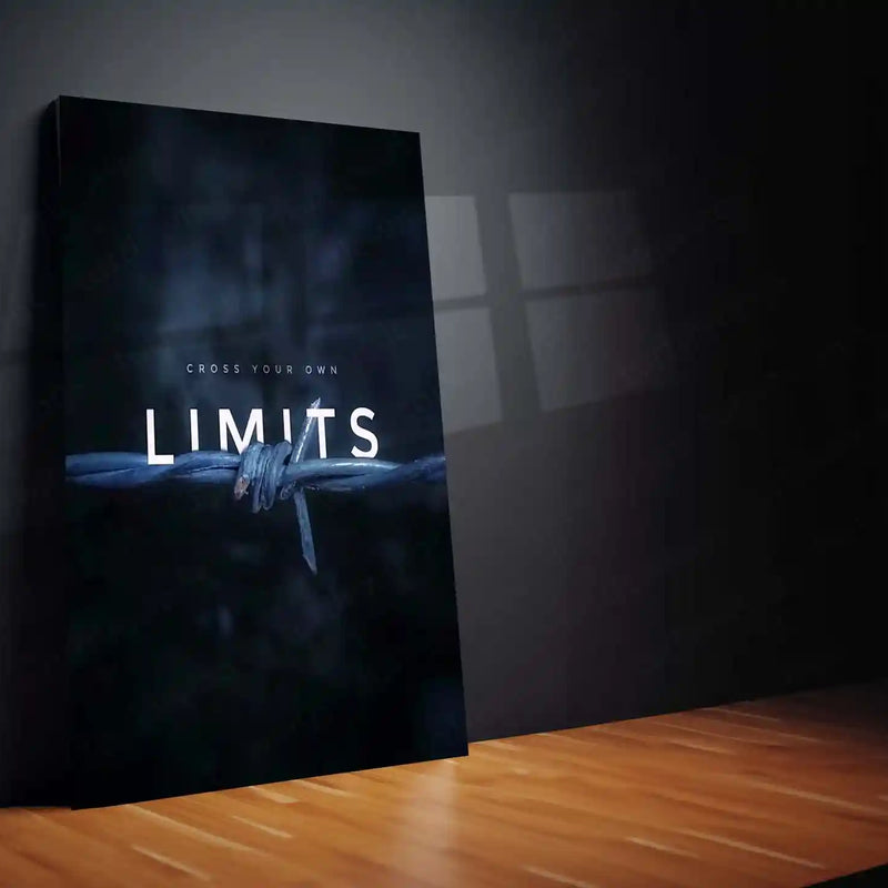 Quote Metal Poster | Cross Your Own Limits Motivational Metal Poster | Break Barriers Mindset Wall Art | Dark Discipline & Growth Metal Print