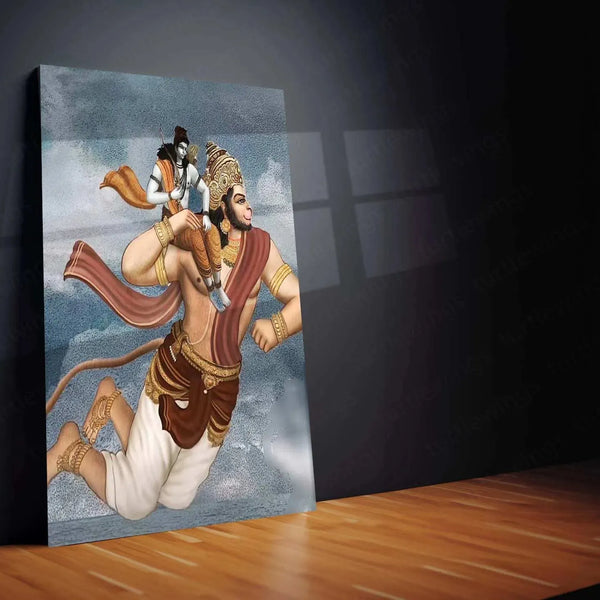 Ram Hanuman Metal Poster – Divine Devotion Wall Art | Spiritual Hindu Decor - TURTLEWINGS 