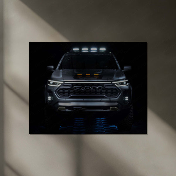 RAM Dakota Beast Mode – Rugged Pickup Truck Neon LED Metal Poster | Off-Road Power Wall Frame