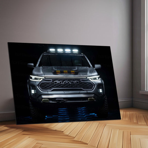 RAM Dakota Beast Mode – Rugged Pickup Truck Neon LED Metal Poster | Off-Road Power Wall Frame
