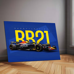Red Bull Racing – RB21 Livery Metal Frame | 2024 Formula 1 Car Wall Art - TURTLEWINGS 