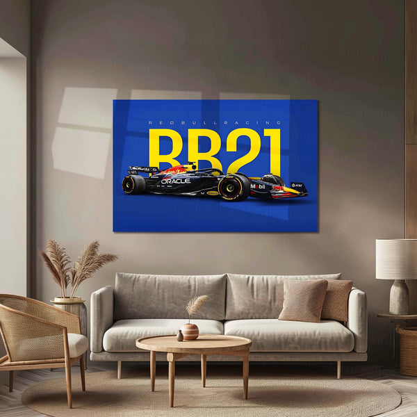 Red Bull Racing – RB21 Livery Metal Frame | 2024 Formula 1 Car Wall Art - TURTLEWINGS 