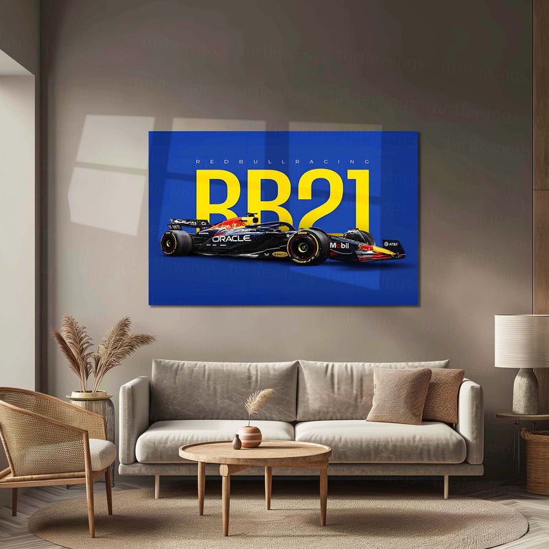 Red Bull Racing – RB21 Livery Metal Frame | 2024 Formula 1 Car Wall Art - TURTLEWINGS 