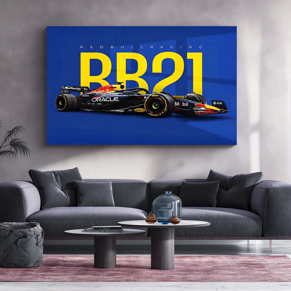 Red Bull Racing – RB21 Livery Metal Frame | 2024 Formula 1 Car Wall Art - TURTLEWINGS 