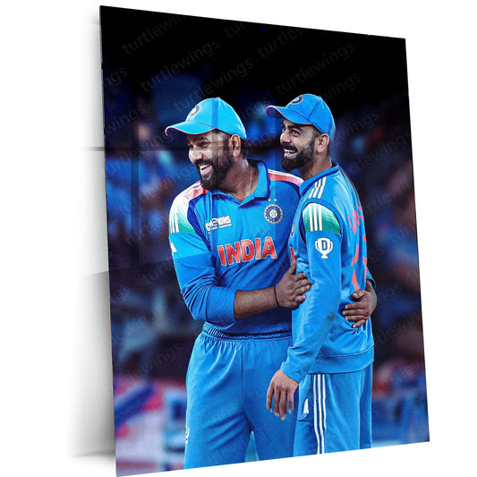 Cricket Metal Poster | RO-KO Metal Poster – Rohit Sharma & Virat Kohli Wall Art | Team India Cricket Duo