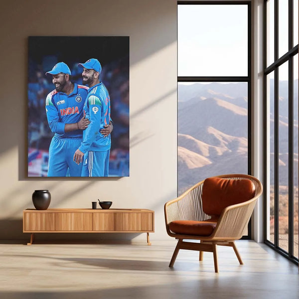Cricket Metal Poster | RO-KO Metal Poster – Rohit Sharma & Virat Kohli Wall Art | Team India Cricket Duo