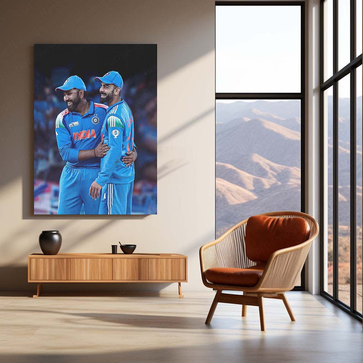 Cricket Metal Poster | RO-KO Metal Poster – Rohit Sharma & Virat Kohli Wall Art | Team India Cricket Duo