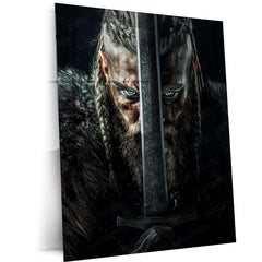 Ragnar Lodbrok Viking Warrior Poster | Legendary Norse King Metal Poster | Epic Wall Frame