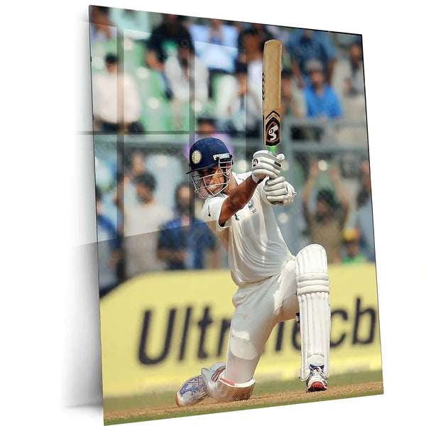 Cricket Metal Poster | Rahul Dravid Classic Shot Metal Poster | The Wall Indian Cricket Legend Wall Art - TURTLEWINGS 